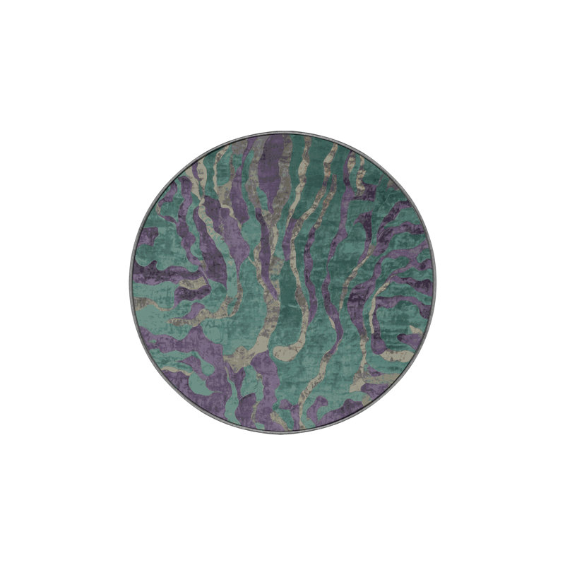 Machine Washable Gray Area Rug, Round 6'