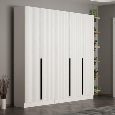 Modern White Hall Stand, 7.5 x 6.9 x 1.4 ft | 100% Melamine Coated Particle Board, Thickness: 0.7 in | Stylish & Functional Storage Solution for Entryways, Durable Design with Elegant Solid Colour Finish