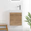 Meuble-lavabo flottant de 18 po avec lavabo en résine et porte à fermeture en douceur, innovation moderne, grand espace de rangement, imitation chêne-121042441