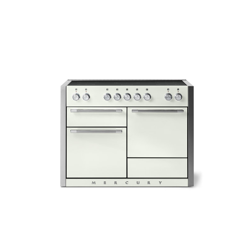 AGA Mercury 48"W. 6 Cu.Ft. Freestanding Induction Convection Range with Brushed Nickel Trim, Induction, White