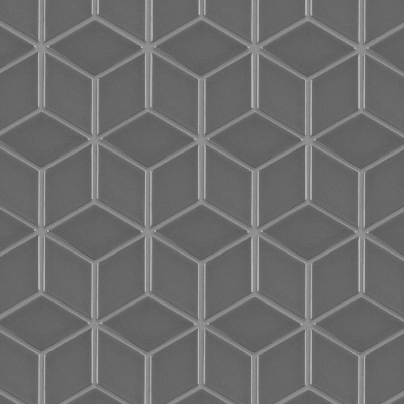 Metro Rhombus 10-1/2 " x 12-1/8 " Porcelain Mosaic Floor & Wall Tile, Glossy Gray