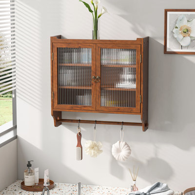 Armoire murale à double porte de style rétro avec rangement à trois niveaux, alliant charme rétro et fonctionnalité moderne pour l'organisation à la maison