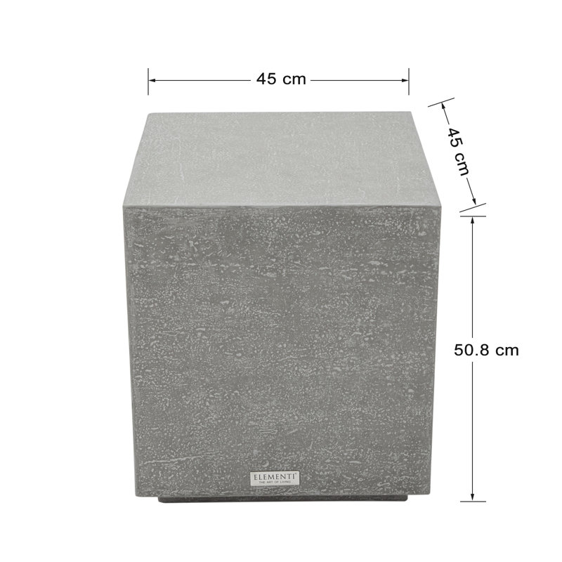 TEVERE Travertine Series Block End Table  45 x 45 x 50.8 cm, Space Grey