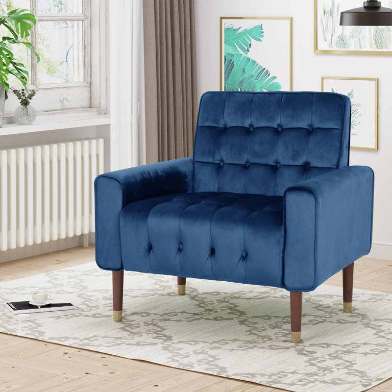 Fauteuil Wyton, Velours bleu marine