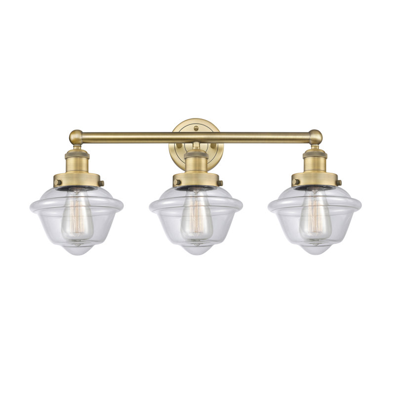 Éclairage pour meuble-lavabo à 3 lumières à intensité variable Grourke, Transparent, Laiton brossé