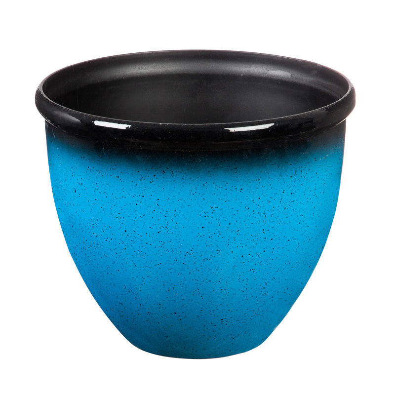 Pot à fleurs en résine Jainil, Bleu