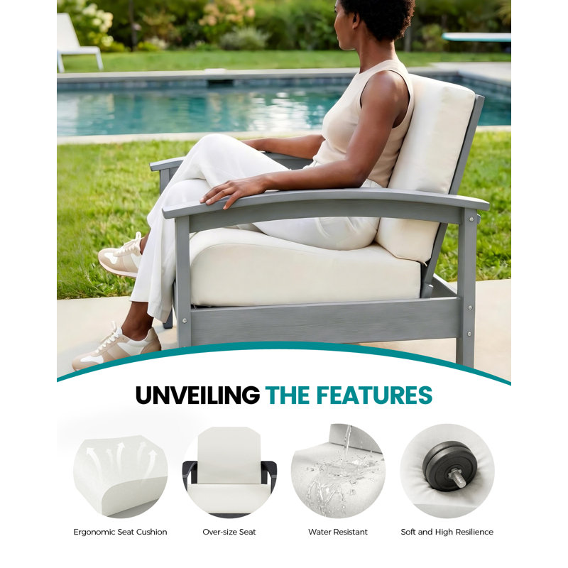 Hdpe All-weather 4-person Sofa Set & Coffee Table – Complete Outdoor Patio Conversation Set, Gray