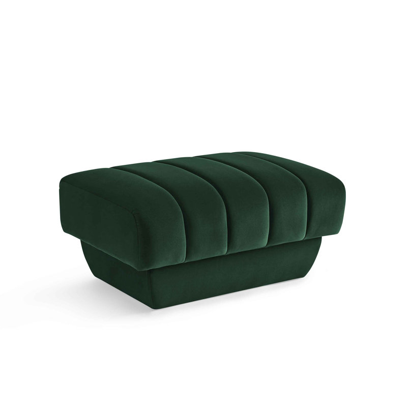 87.9Cm Wide Velvet Square Footstool Ottoman, Green Velvet