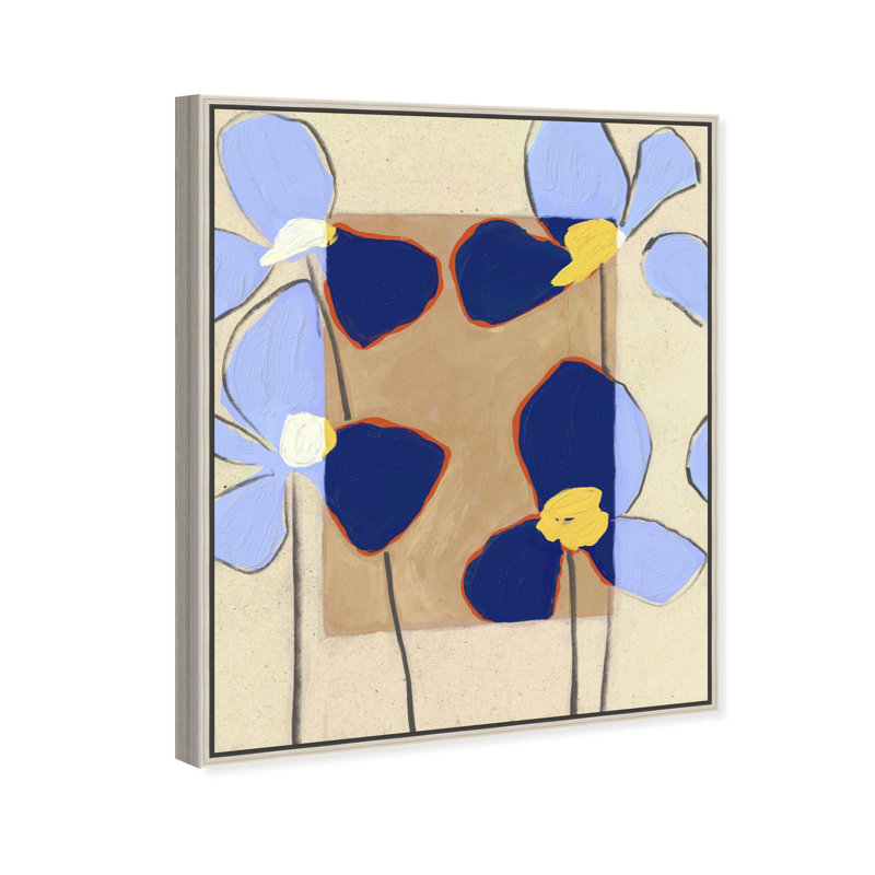 Blue Daisies Print by Oliver Gal, 21" H x 17" W, Silver Floater Frame