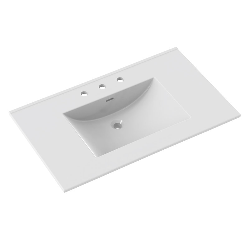 37'' Ceramic Top 1.8cm thick White, 8" Centers