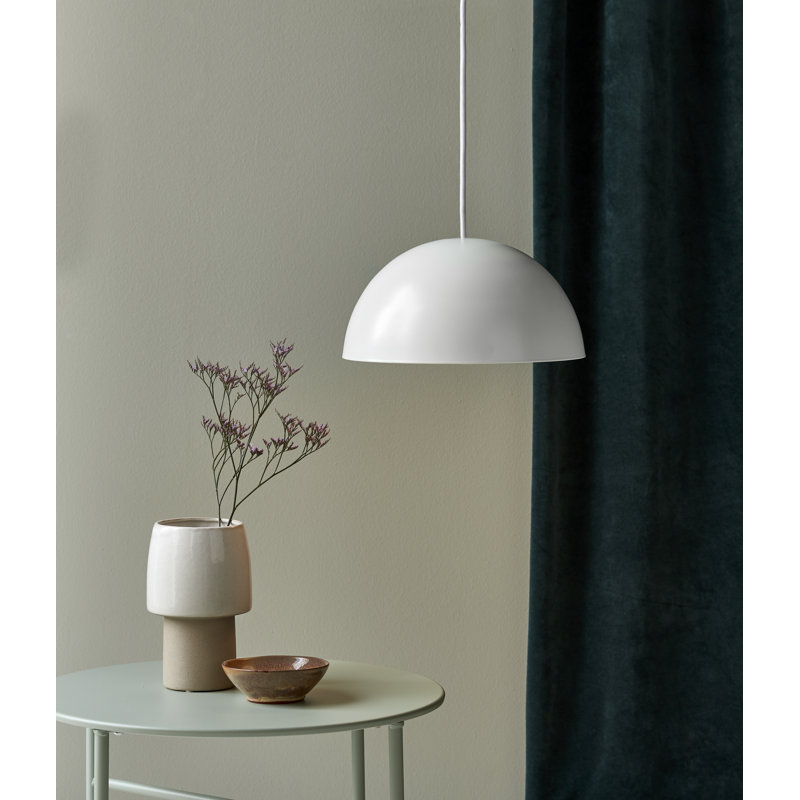 Ellen 1 - Light Satin Black Single Pendant, 200cm H x 30cm W x 30cm D, White