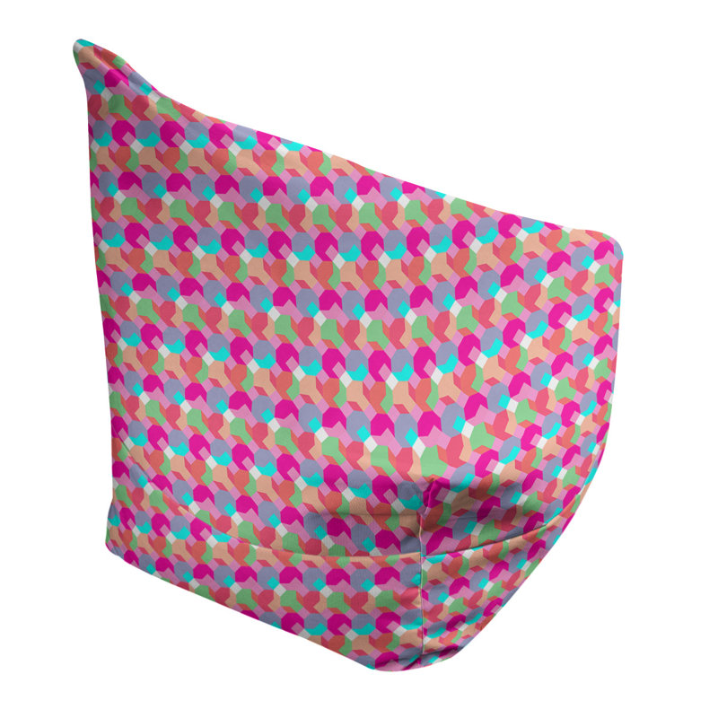 Sac de pois Kitterman, Housse de pouf, H 38 po x l 42 po x P 29 po, Rose / mauve / vert