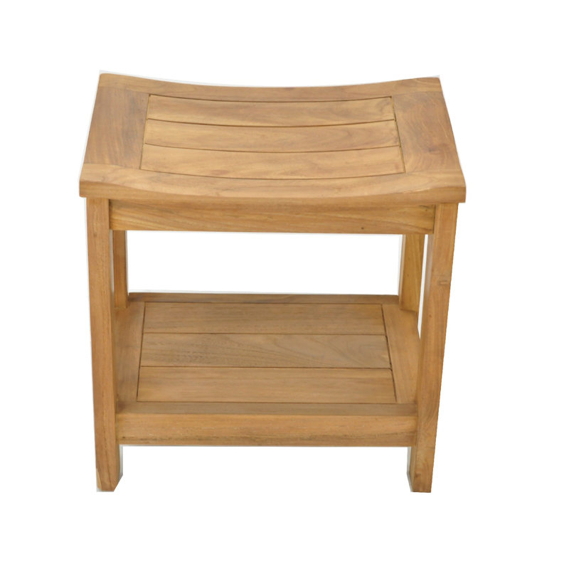 Spateak Grade-A Teak Wood Praha Shower Seat 18" Outdoor Patio Stool Bench