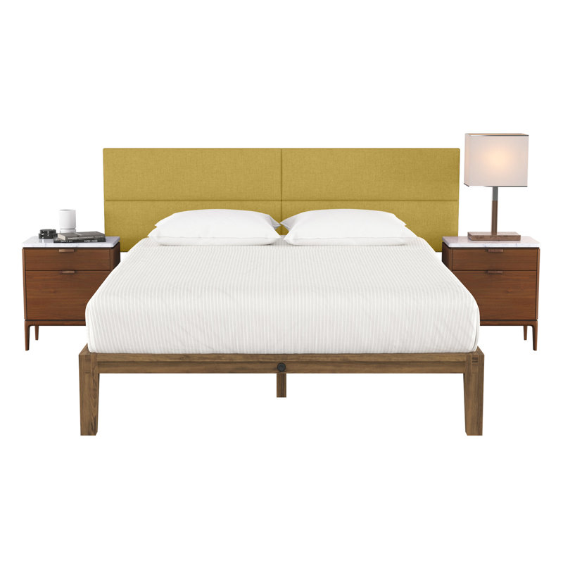 Panelist Modern Padded Headboard - Set of Wall Mounted Panels, King (11.25"H x 38"W, Set of 4), Amber Gold Microvelvet