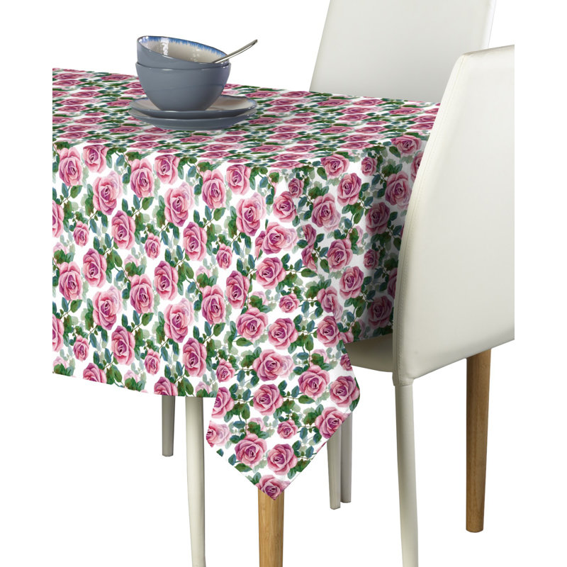 Mignone Roses and Leaves Milliken Signature Tablecloth, 120" L x 60" W