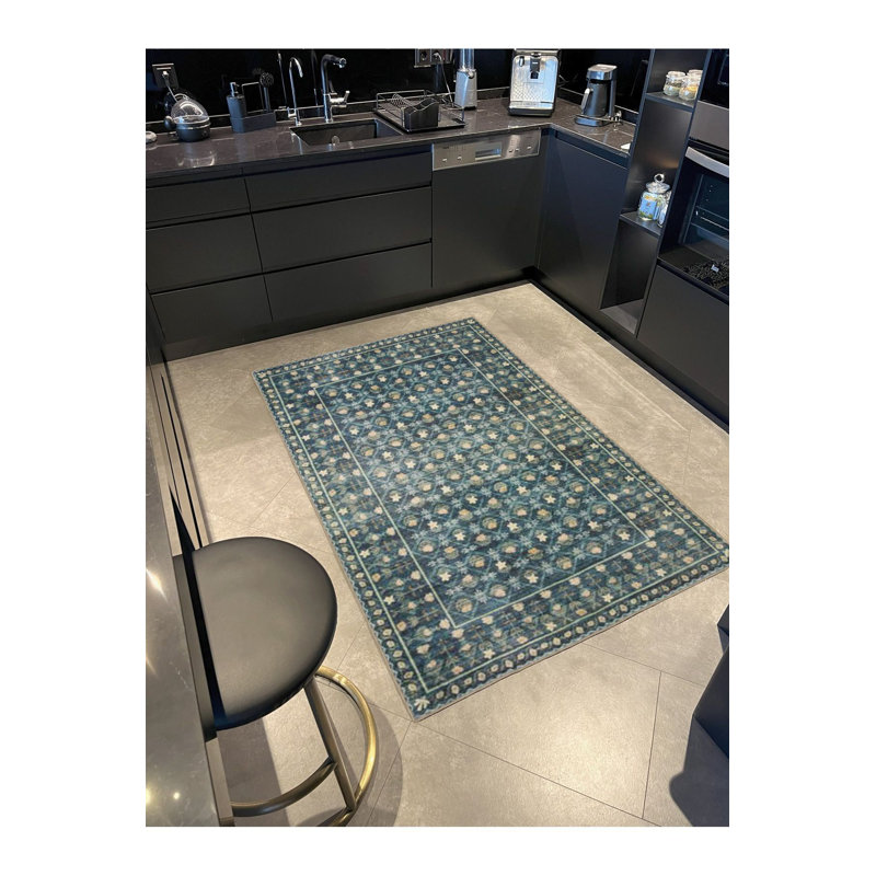 Tapis décoratif moderne à motif noué vert, Sous-tapis rectangulaire 3 pi 11 po x 5 pi 11 po i