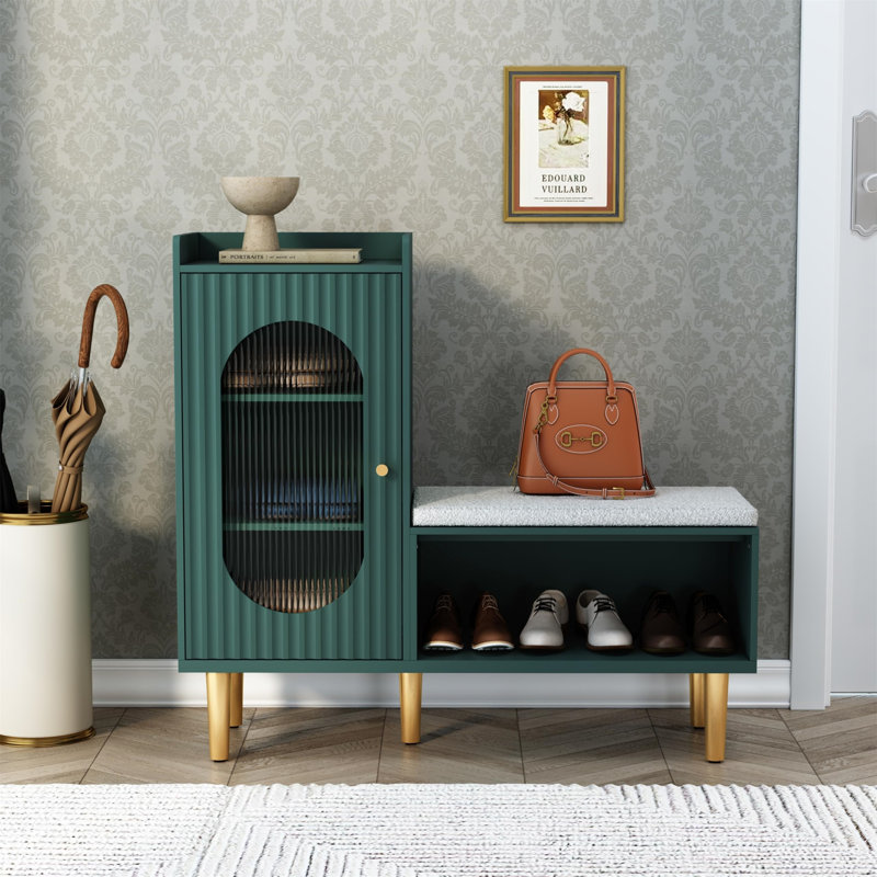9 Pair Shoe Storage Cabinet, Green