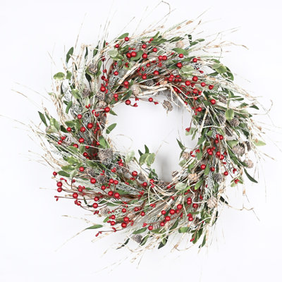 24" Handcrafted Birch Pinecone Christmas Wreath