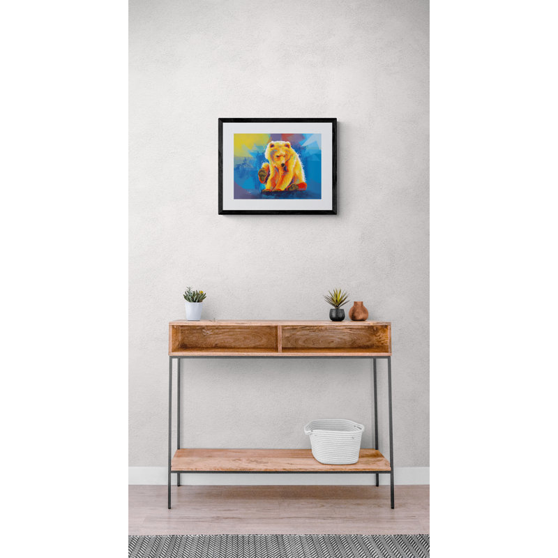 Play With A Bear Print, Black Framed Paper, 20" H x 16" W