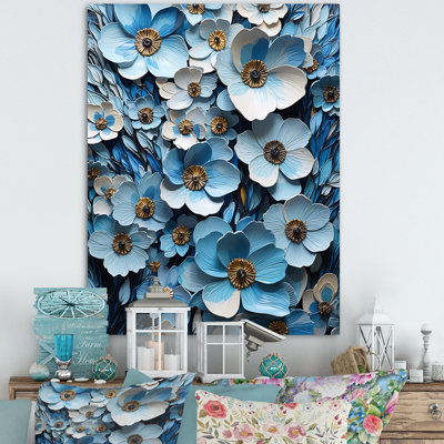 " Blue And White Minimalism Pansies Garden Zen II "
