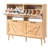 Barn Door 4 Flip Black Handles Glued Particleboard Embossed Natural Legs Shoe Cabinet 41.7In Natural Wood-1664885717