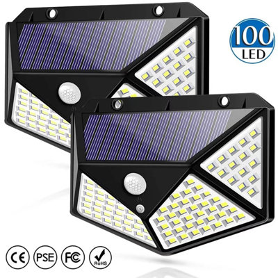 100 LED Solar Power Wall Lights Outdoor Motion Sensor Security Light for Garden Garage