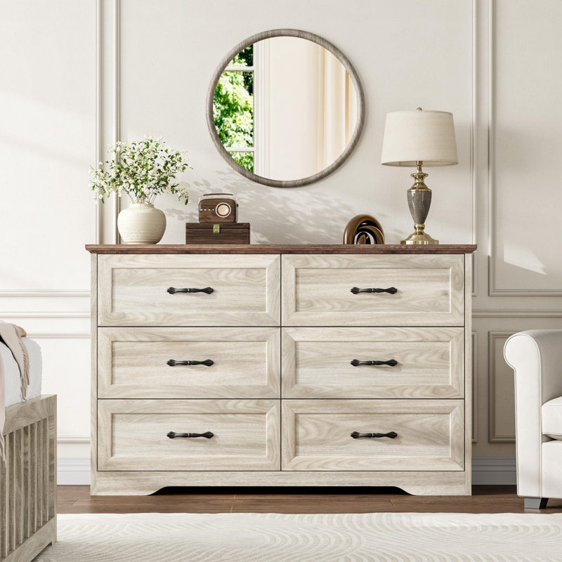 Commode 6 tiroirs Farmhouse, Gris