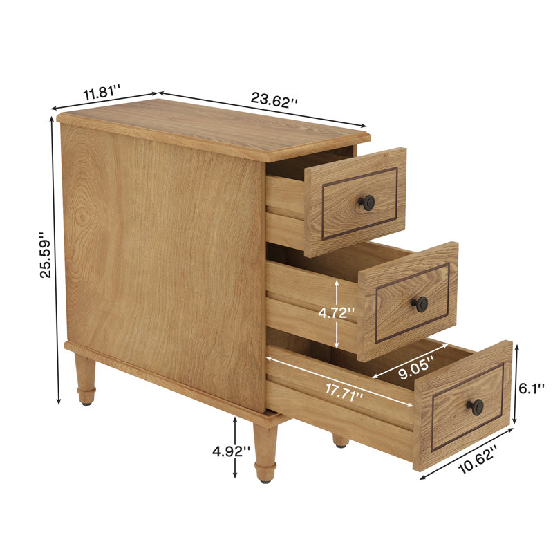Soichi Solid Wood 3 - Drawer End Table Set
