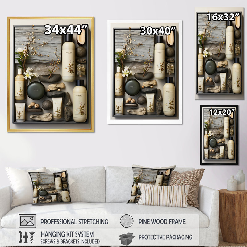 Art asiatique, articles de toilette Sumi IV - Décoration murale asiatique, H 40 po x l 30 po x P 1,5 po, Encadrement doré