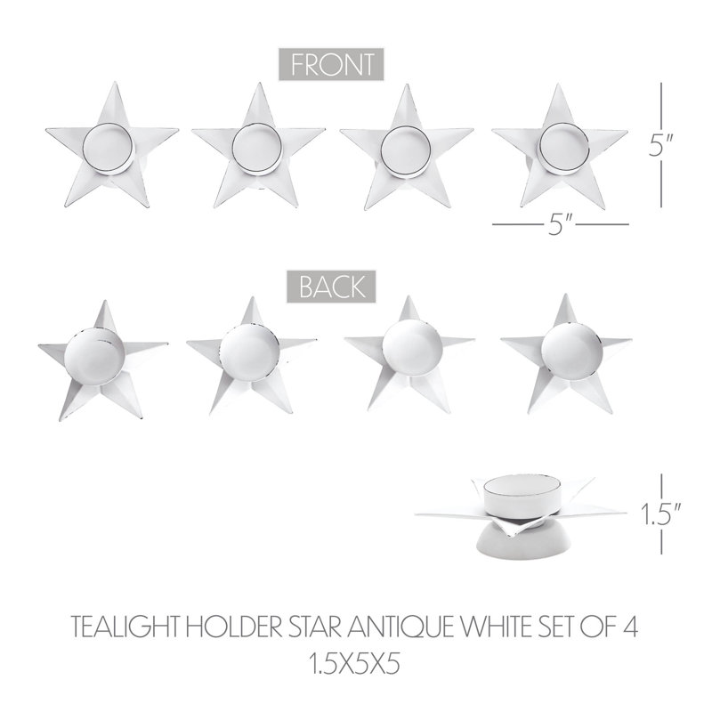 Ensemble de 4 bougies chauffe-plat festives 1,5 x 5 x 5, Blanc antique