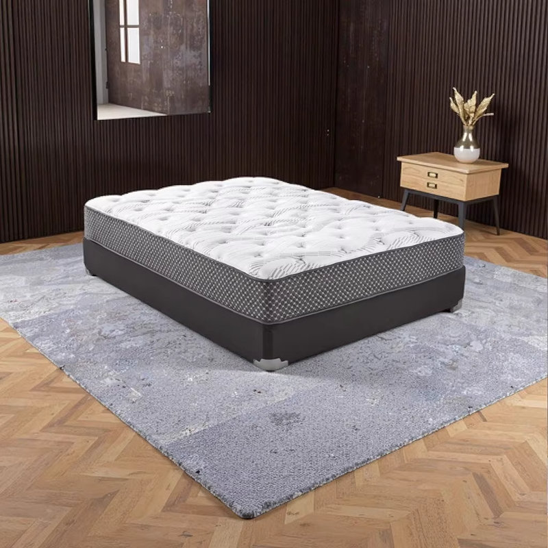Matelas simple hybride matelassé 10 po, mi-ferme - noir et blanc, certifié CertiPur avec mousse à mémoire de forme gélifiée et ressorts enveloppés