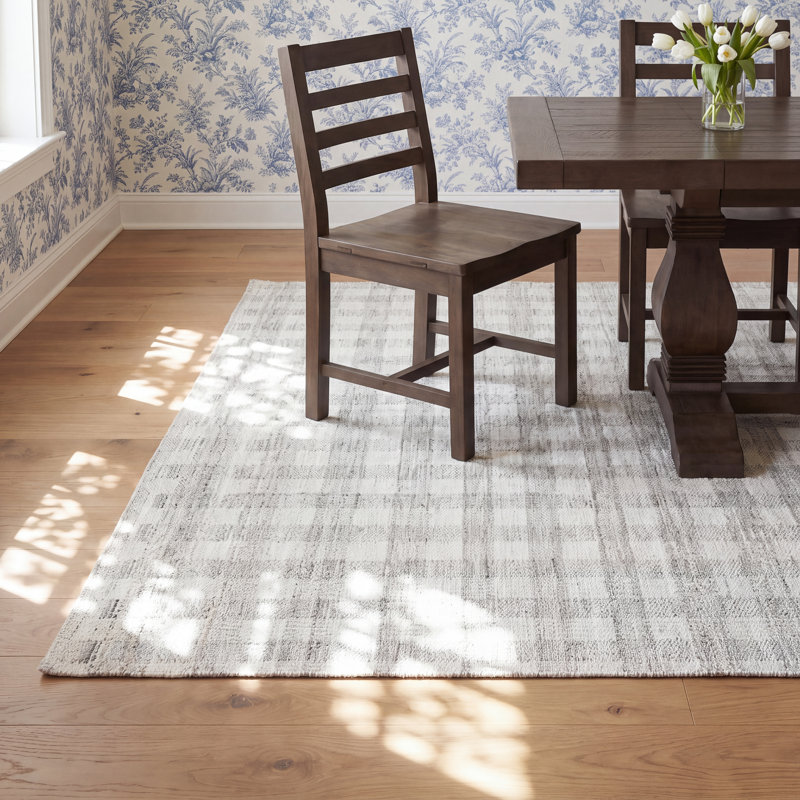 Lavande Plaid Wool Area Rug, Rectangle 3'6" x 5'6"