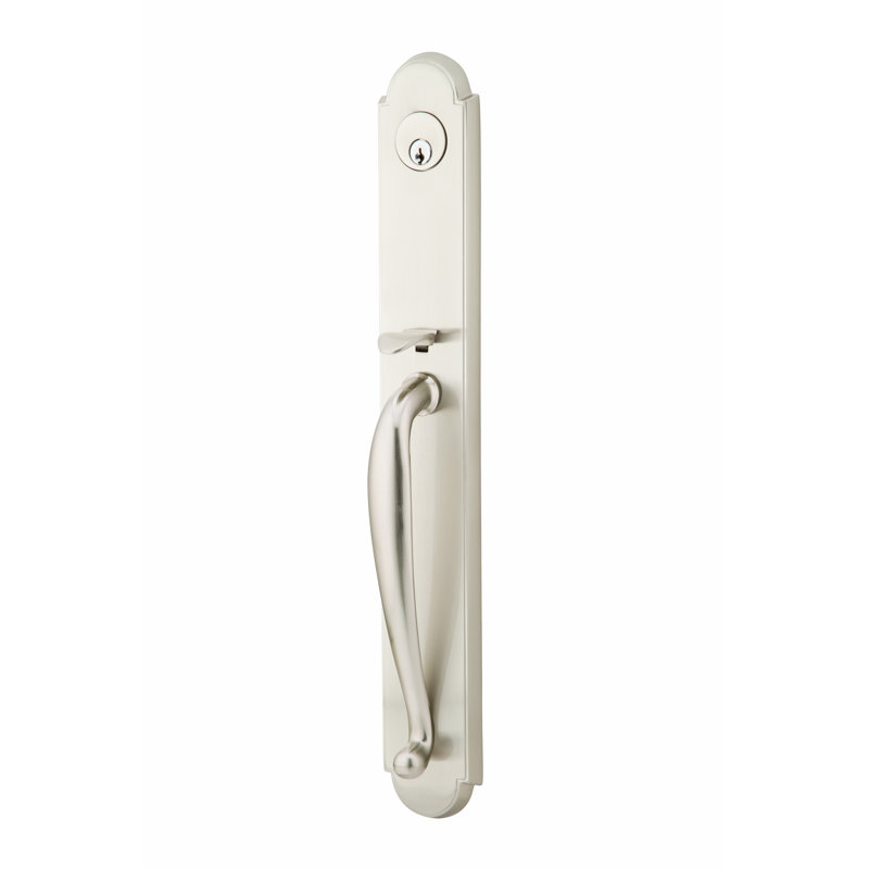 Emtek Wilmington Full Length Single Cylinder Tubular Entryset w/ Merrimack Lever, Left Hand Facing, Satin Nickel