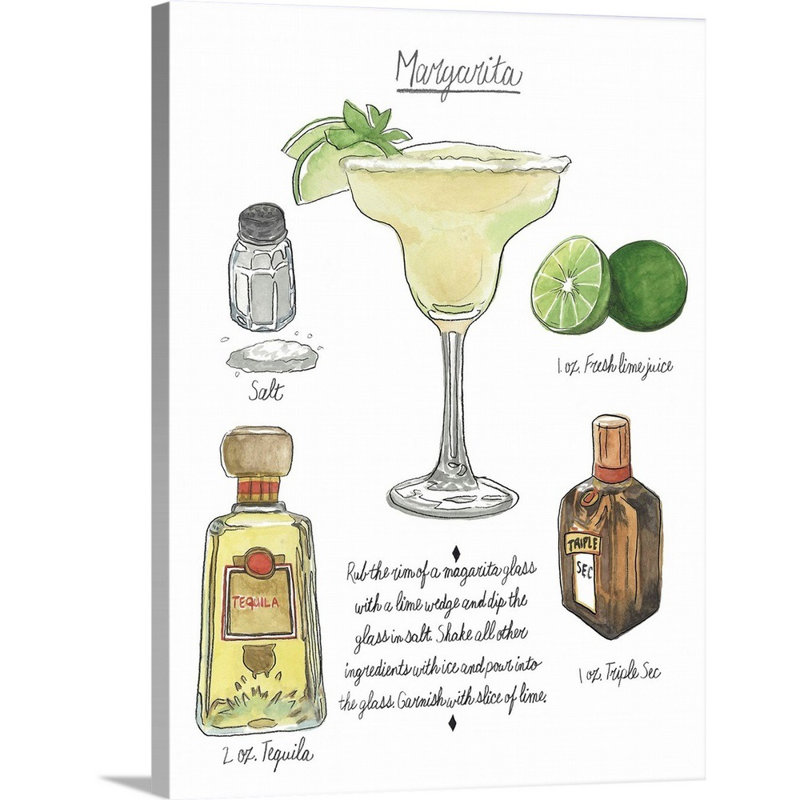 «Classic Cocktail - Margarita» par Naomi McCavitt, impression sur toile, Toile tendue, H 24 po x l 18 po x 1,25 po