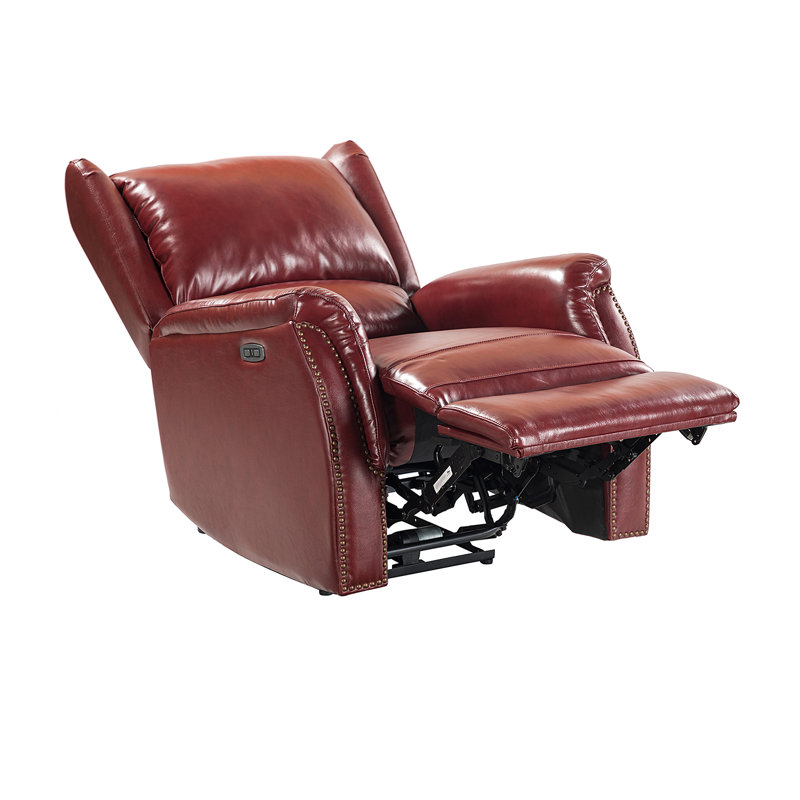Fauteuil inclinable électrique en cuir véritable Domingo, Bourgogne