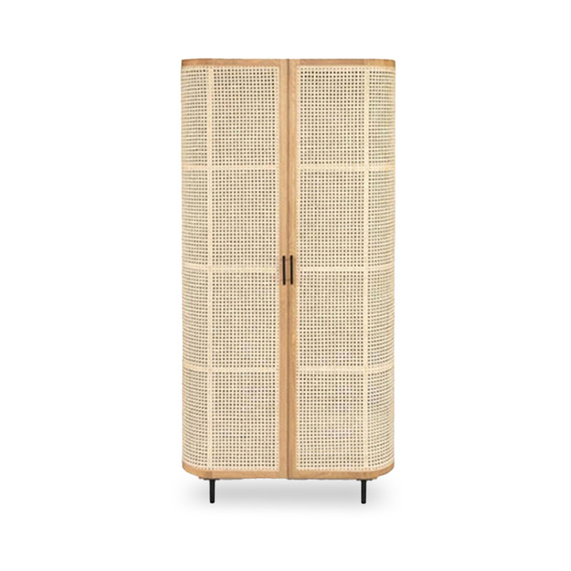 Nordic Solid Wood Rattan Woven Wardrobe