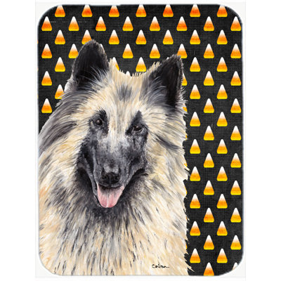 Caroline's Treasures Halloween Candy Corn Belgian Tervuren Portrait Glass Cutting Board