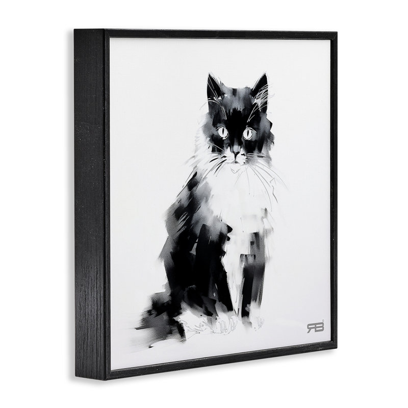Abstrait art abstrait noir et blanc par Roozbeh Bahramali, H 12 po x l 12 po, Giclée encadrée noir minuit
