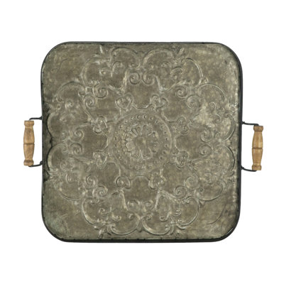 28.7X3.9X24.4" Fabius Iron Tray With Handle, Square