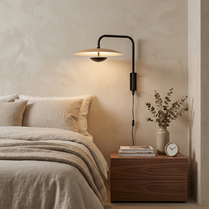 Applique murale moderne industrielle à DEL avec bras réglable - applique en aluminium noir mat, lumière blanche chaude de 8 W (3 000 K) pour la chambre à coucher, le couloir ou le café