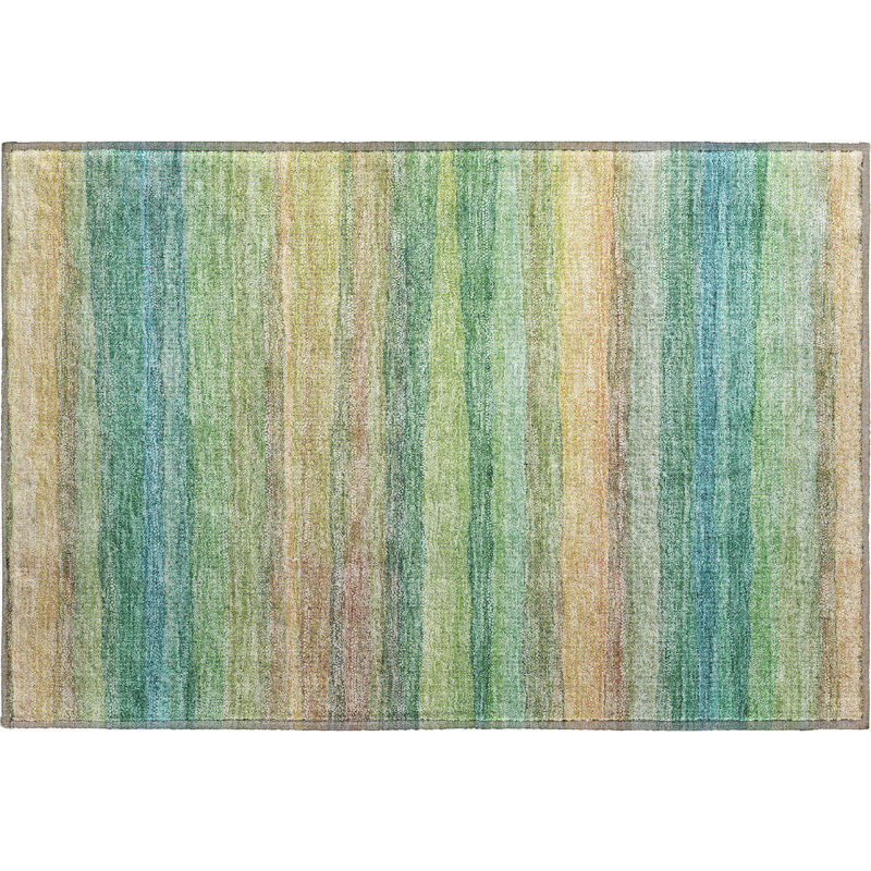 Premium Machine Washable Mayfield AMF2093 Striped Rug, 1'8" x 2'6", Aloe