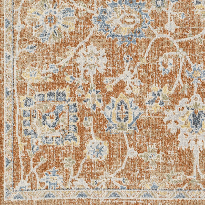 Belisle Kircher Oriental Machine Woven Polyester Area Rug in Rust, Rectangle 7'10" x 10'2"