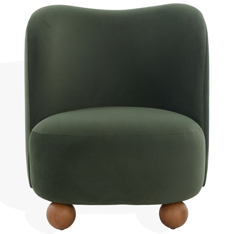 Rodolfo Boucle Accent Chair, Olive Green Velvet