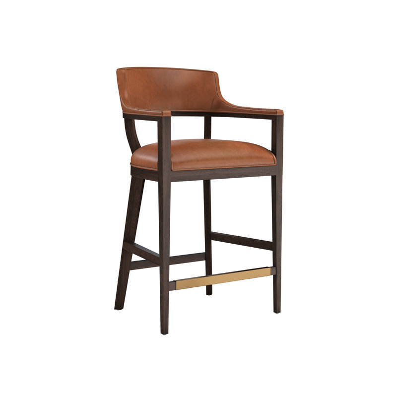BRYLEA STOOL - BROWN - SHALIMAR TOBACCO LEATHER - Brown,  Bar Stool (30.50" Seat Height)