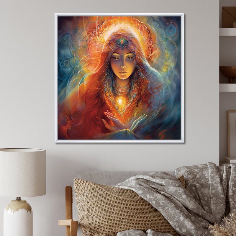 "Divine Goddess Incantations", reproduction sur toile, Cadre flottant blanc, H 16 po x l 16 po x P 1 po