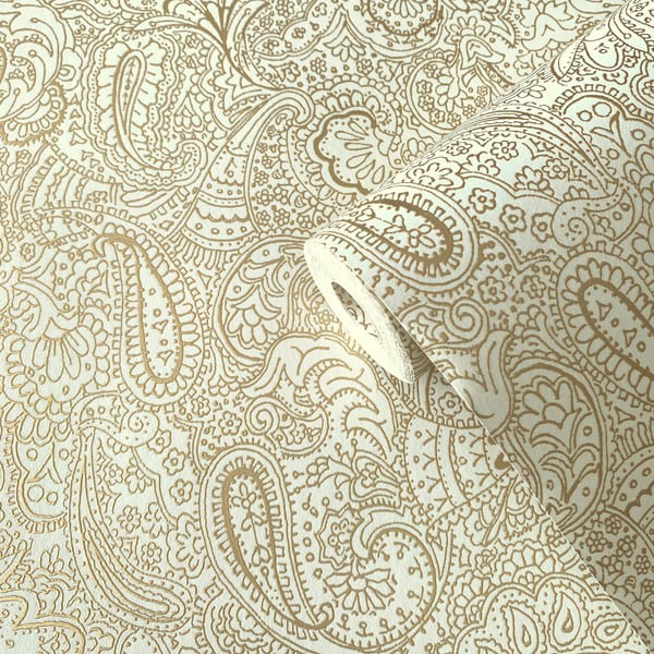 Elegance 10m x 53cm Metallic Wallpaper Roll, Light Gold