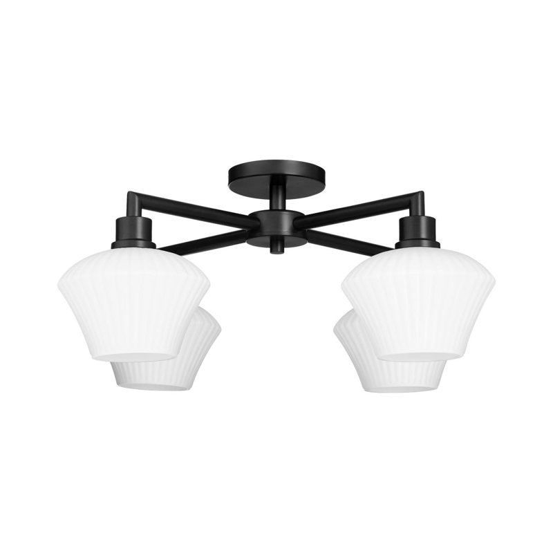 Monsita Glass Semi Flush Mount, Matte Black