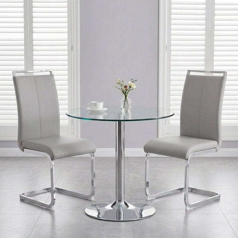 Ensemble de salle à manger 3 pièces Modern Glam, Gris clair, Argent