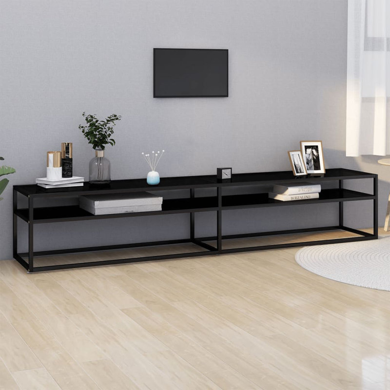 Timeca TV Stand, 15.9"H x 86.6"L x 15.7"D, Black