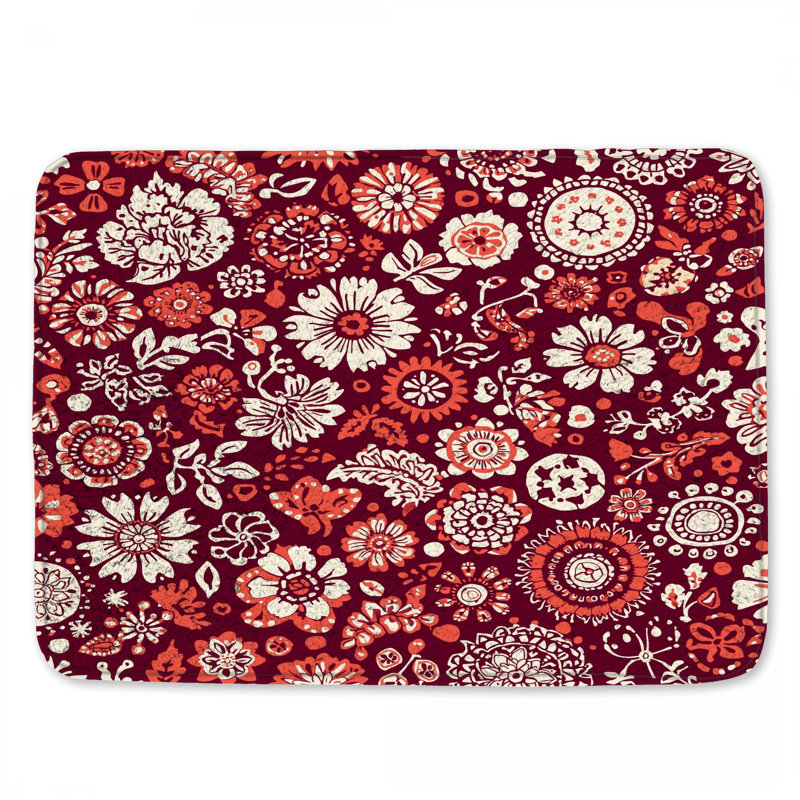 Tapis de bain à motifs floraux complexes, 24 po L x 17 po L